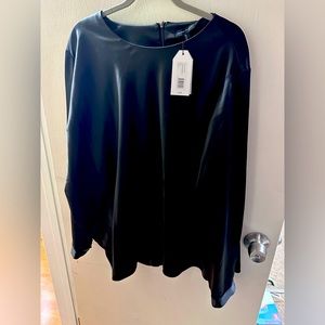 Universal Standard Black Satin Lucina Side Gathered tie top NWT